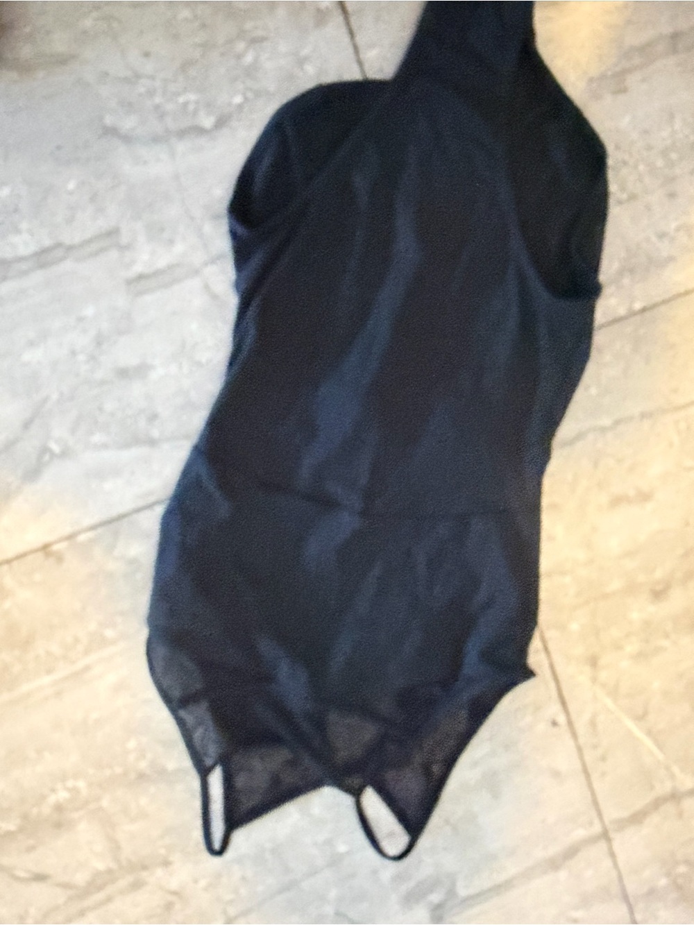 Black leotard with mesh details